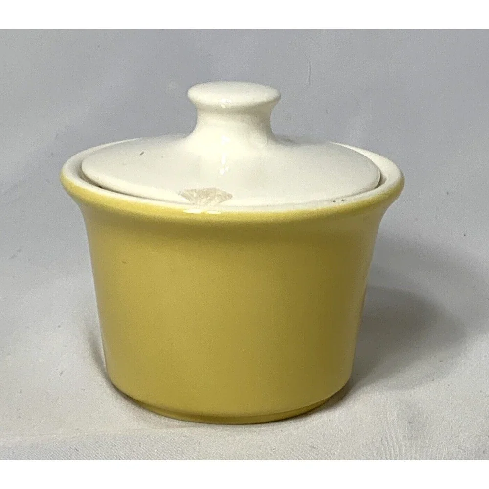California Pottery Creamer and Sugar Yellow Vintage‎ Mid Century MCM FLAWS